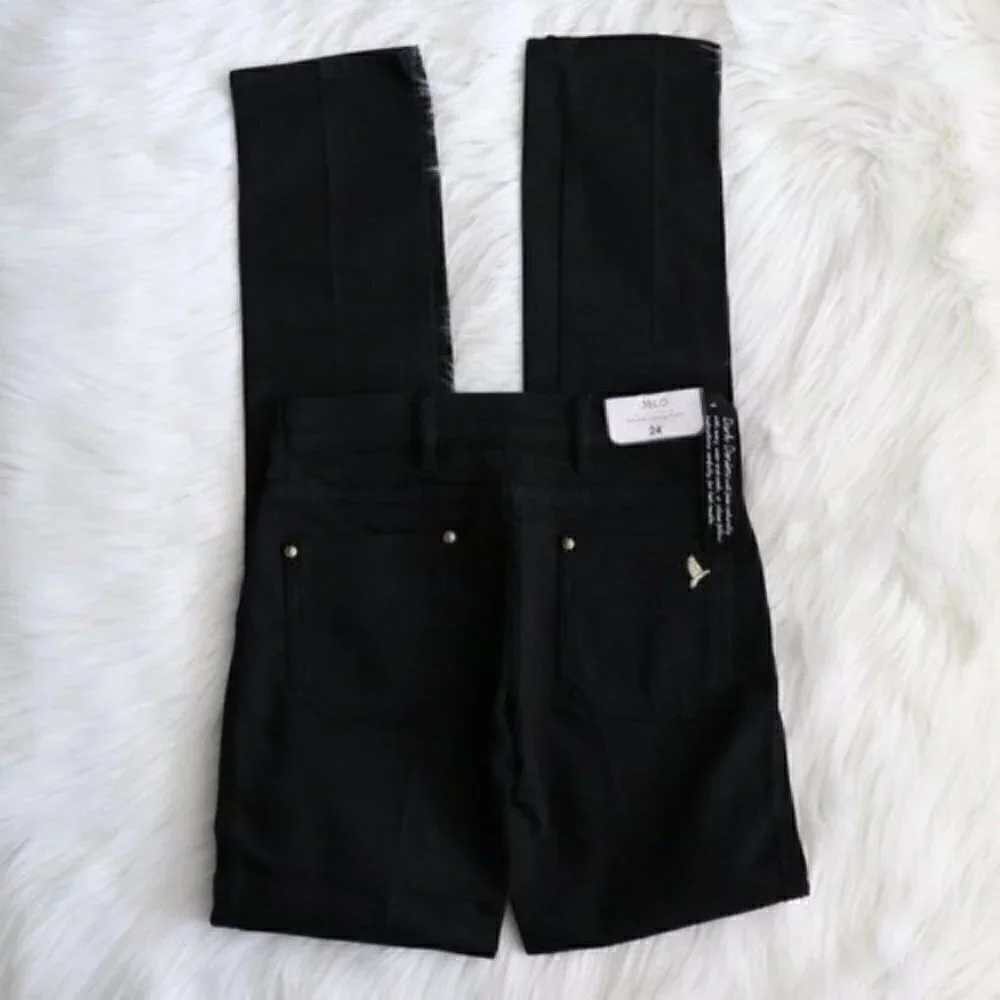 NEW Anthropologie M.i.H Oslo Slim Fit Black Long Jeans Size 24
